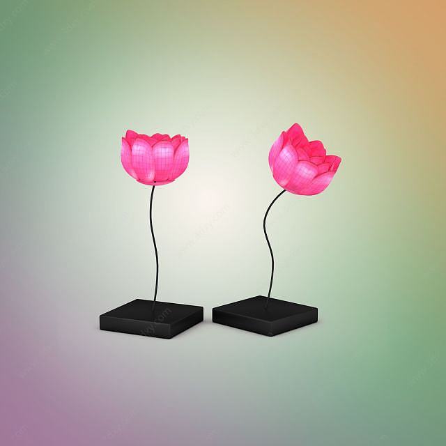 粉色莲花台灯3D模型