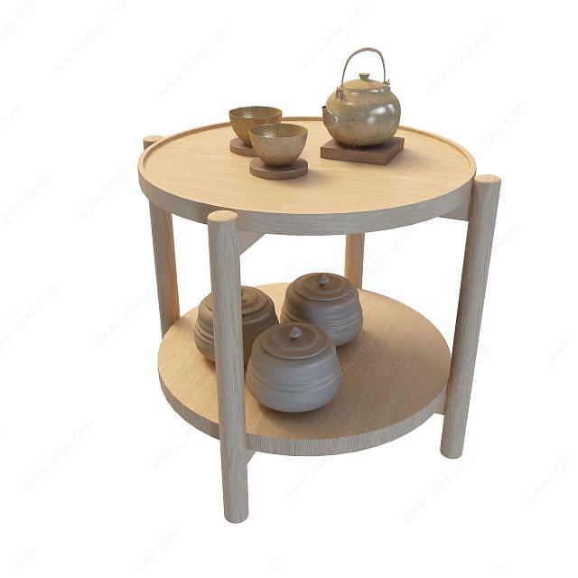 木质茶几3D模型