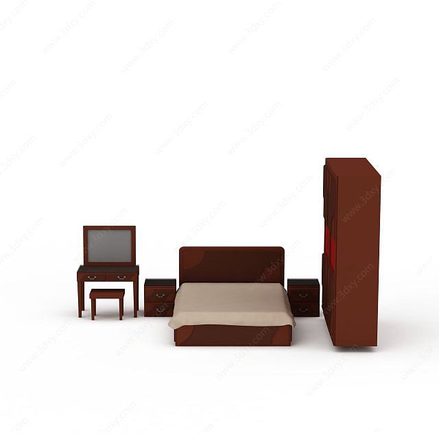 简约中式家具组合3D模型