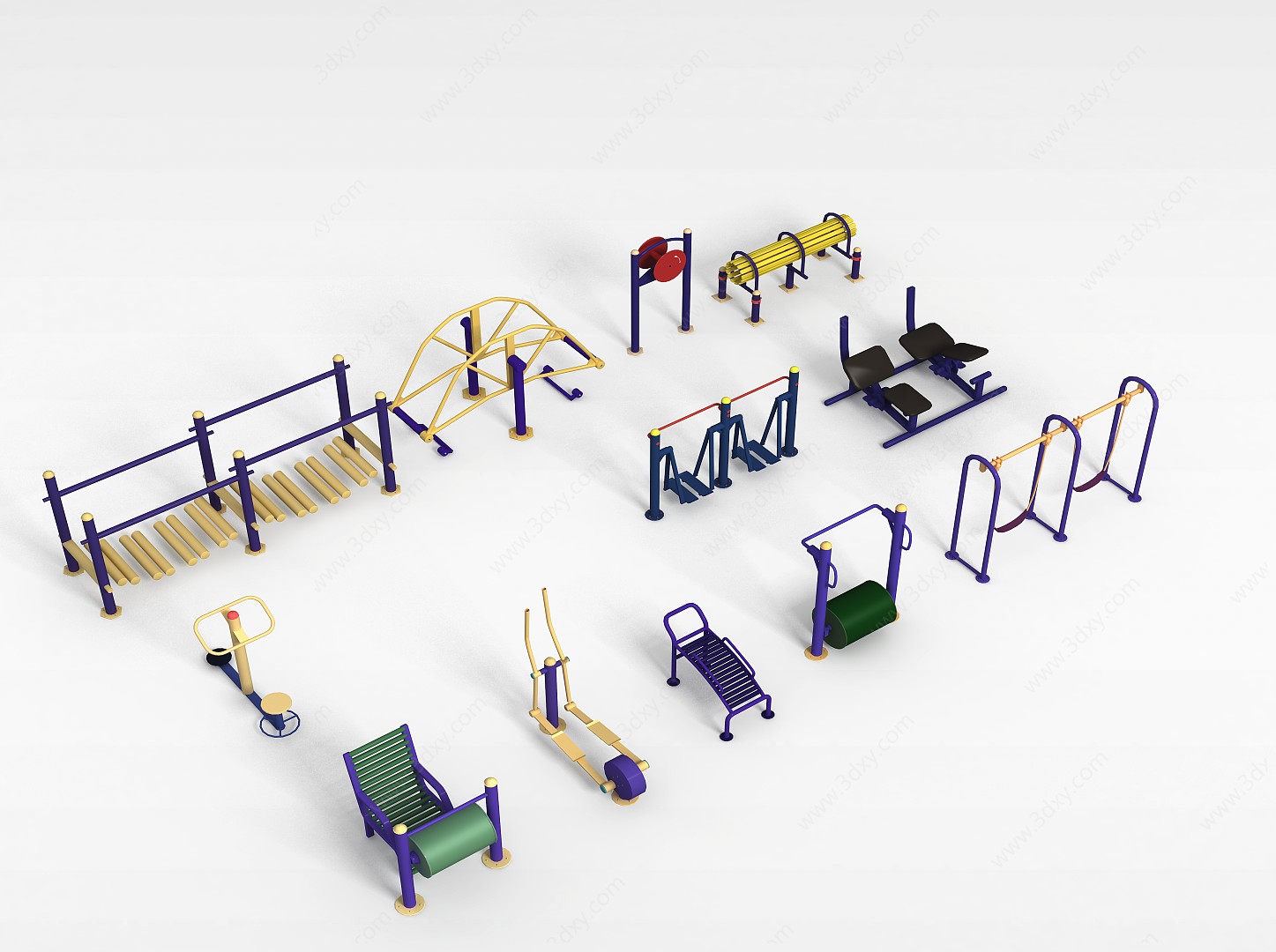 公园小区公共场所运动设施3D模型
