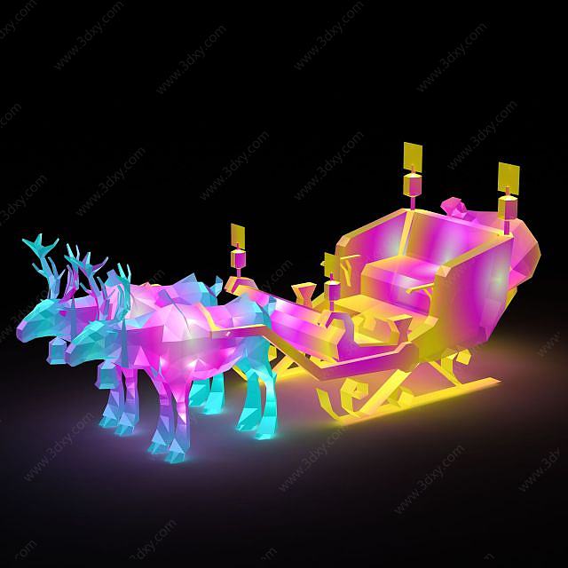 小鹿拉车花灯3D模型