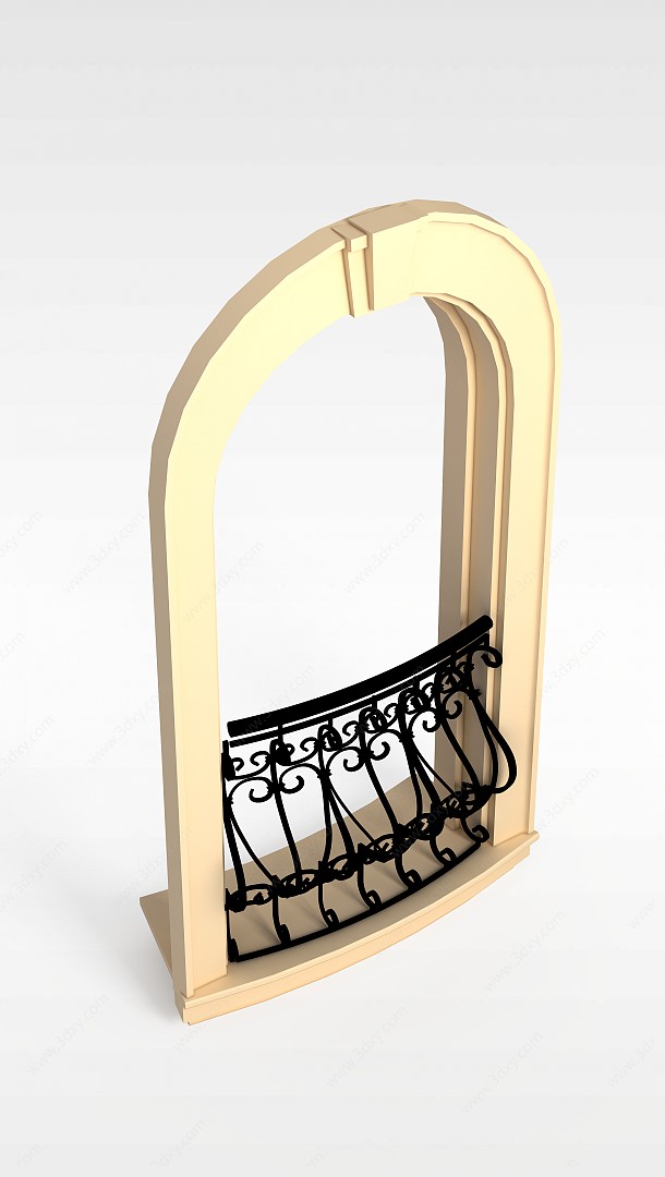 欧式拱形窗3D模型