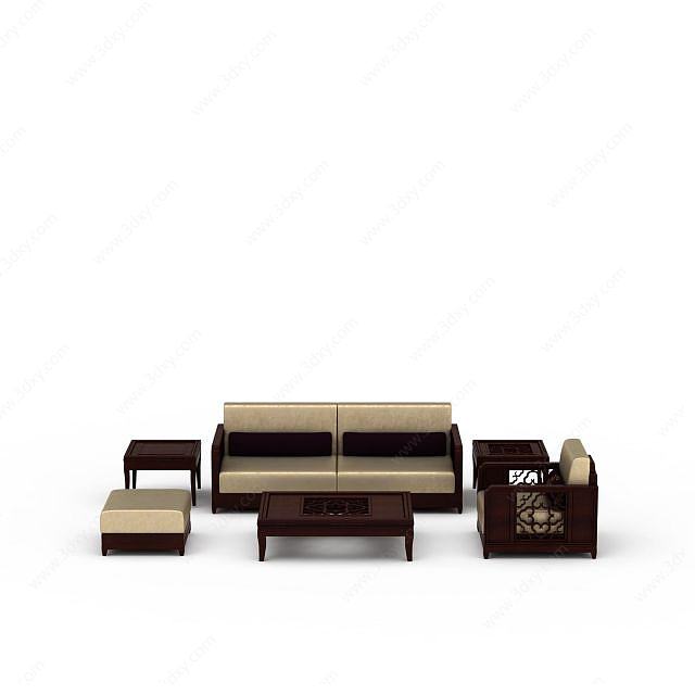 中式红木沙发3D模型