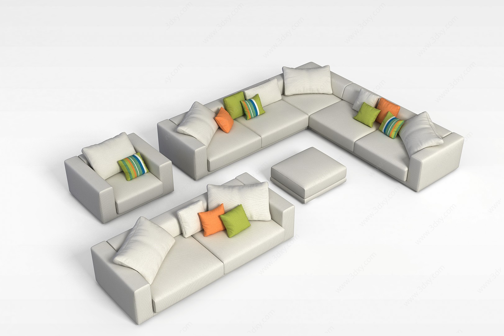米色布艺沙发3D模型