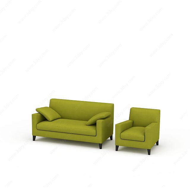果绿色沙发3D模型