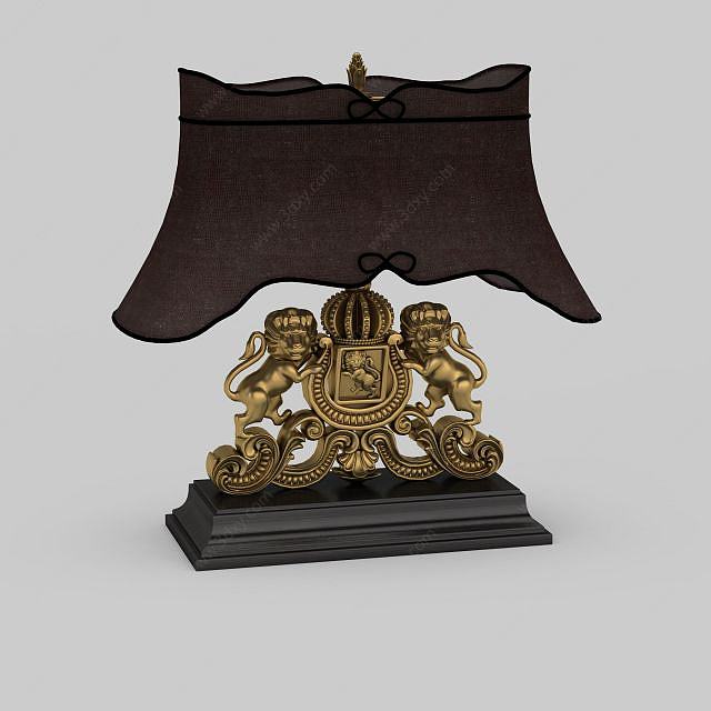 欧式铜制台灯3D模型