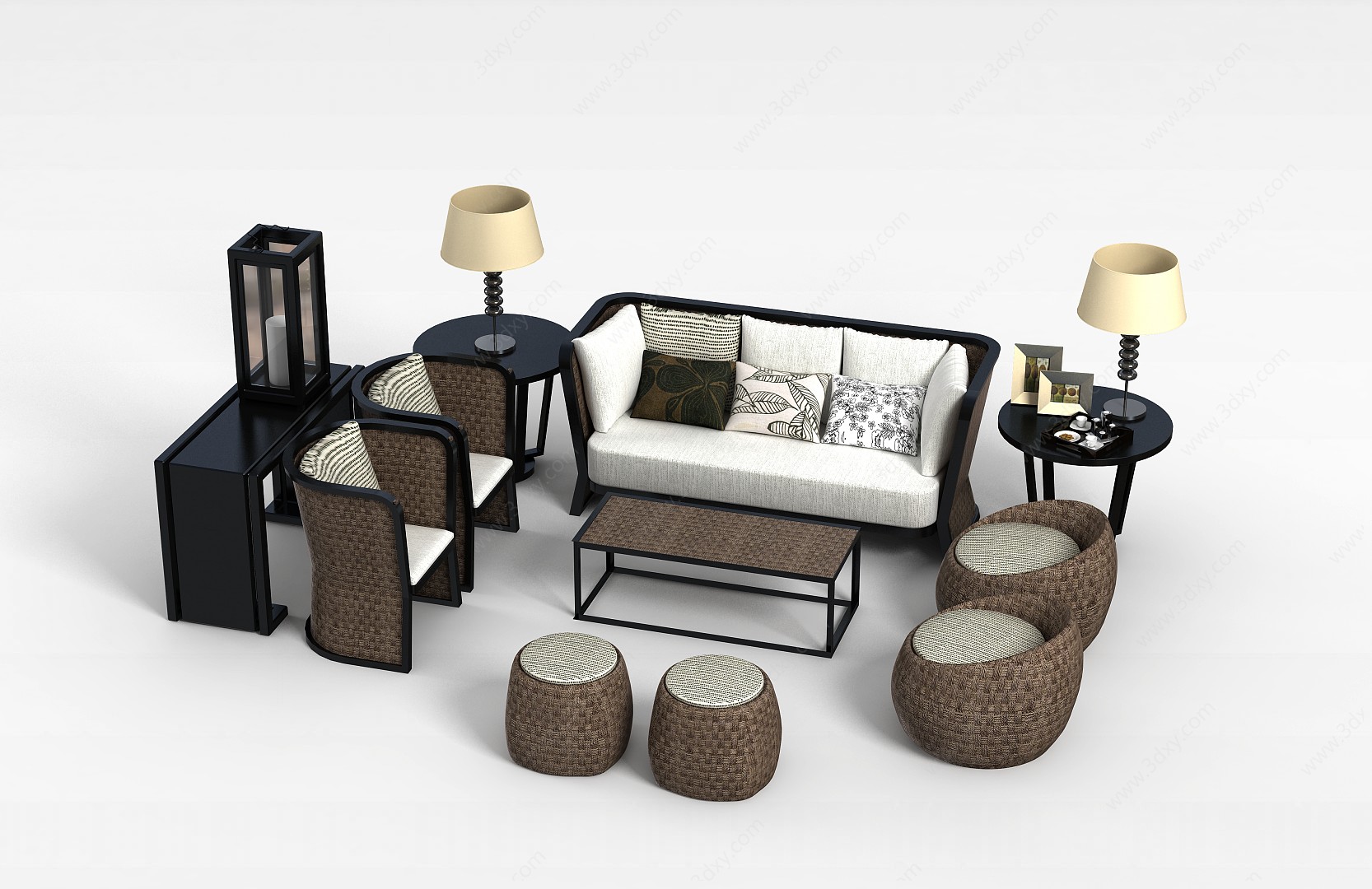 时尚沙发茶几组合3D模型