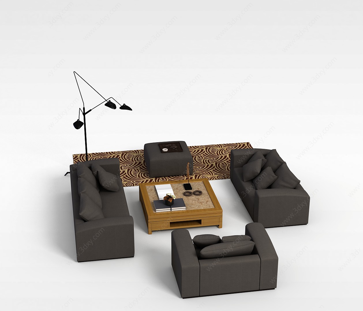 简约沙发茶几组合3D模型