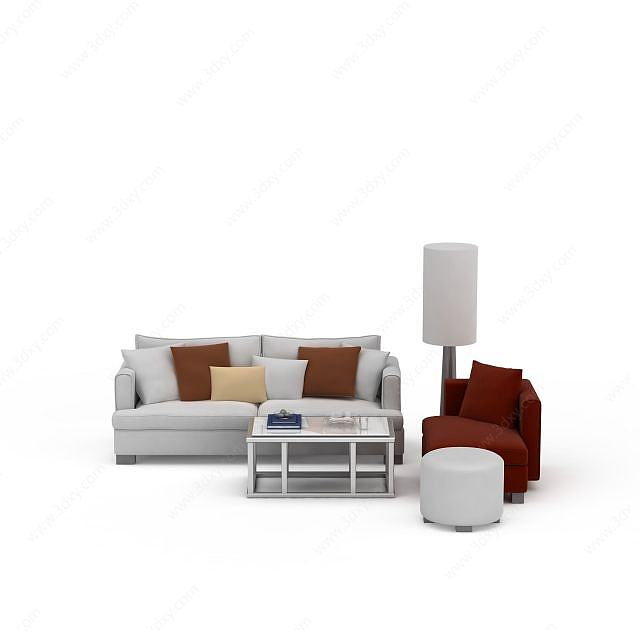 休闲沙发茶几组合3D模型