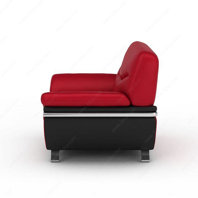红色单人沙发3D模型