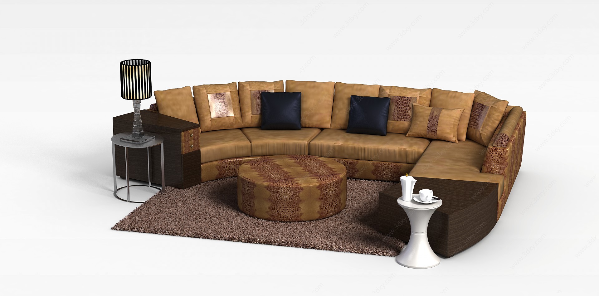 新中式转角沙发3D模型