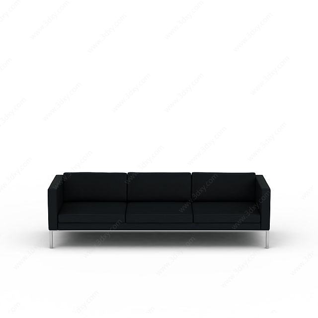 纯黑多人沙发3D模型