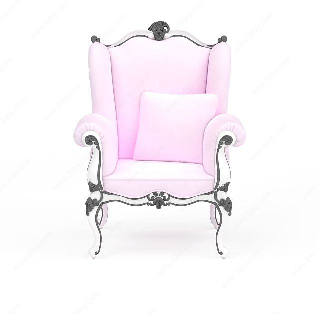 粉色皮质沙发椅3D模型