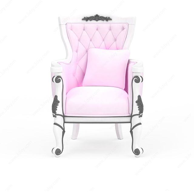 粉色布艺沙发椅3D模型