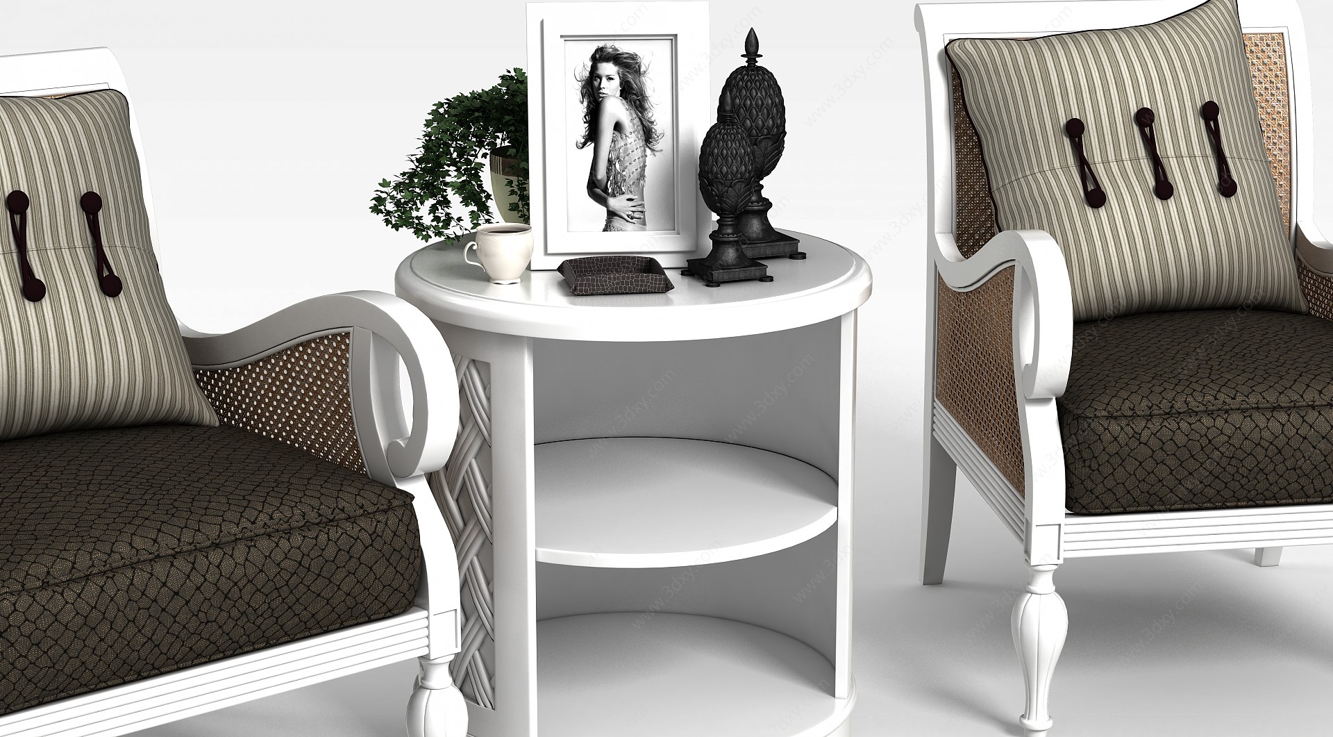 阳台椅子组合3D模型
