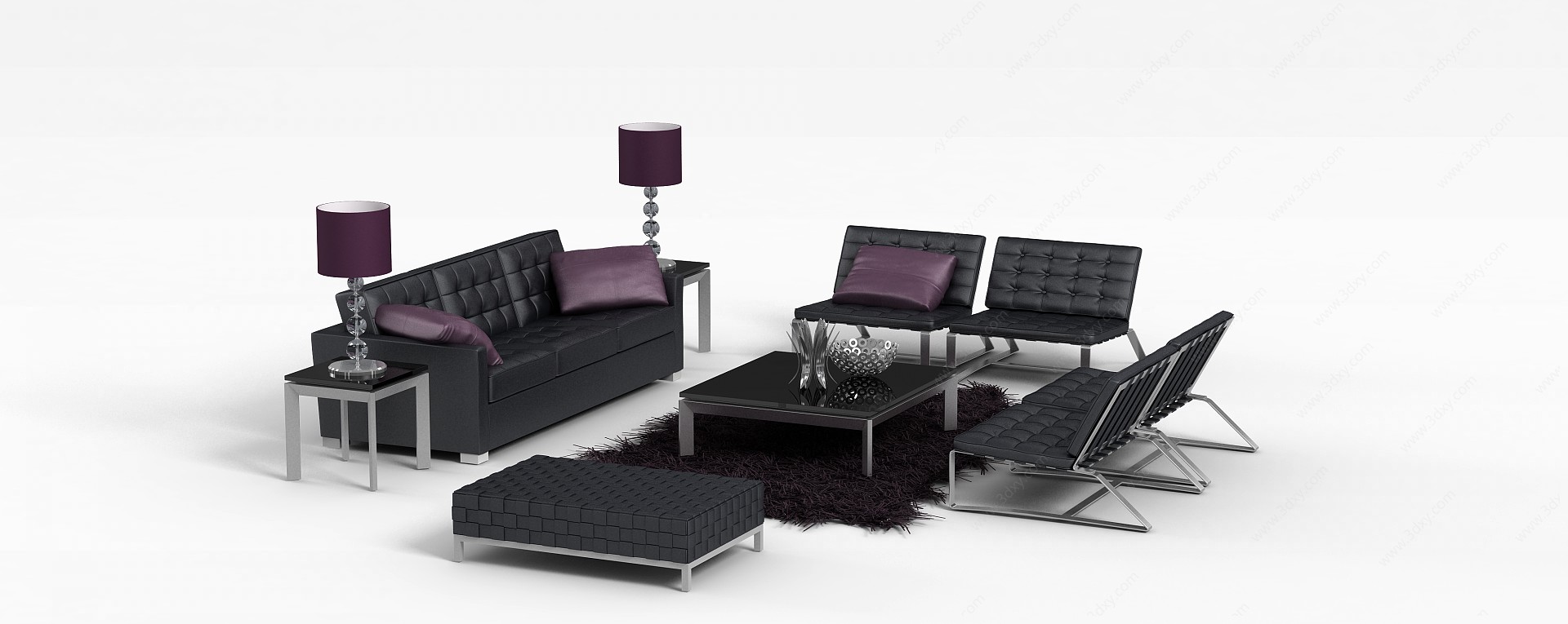 黑色现代沙发3D模型