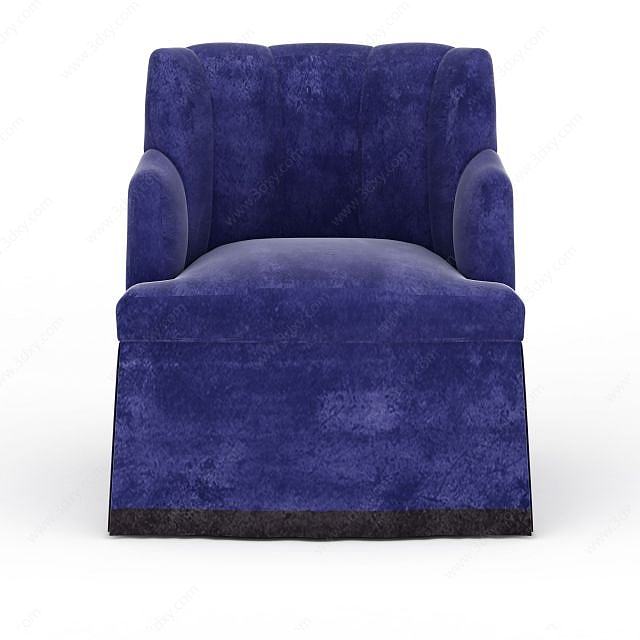 紫色绒布沙发3D模型