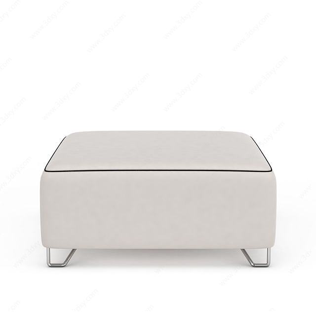 白色真皮沙发凳3D模型