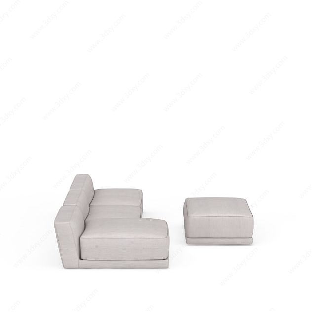 真皮白色沙发3D模型