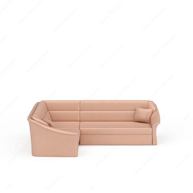 粉嫩皮质沙发3D模型