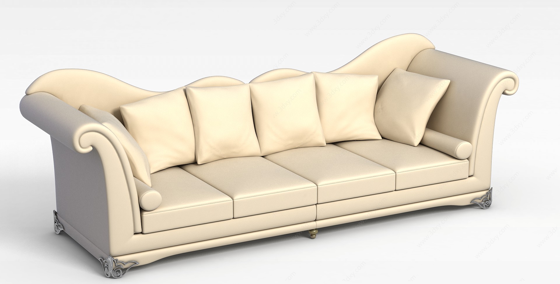 皮质多人沙发3D模型