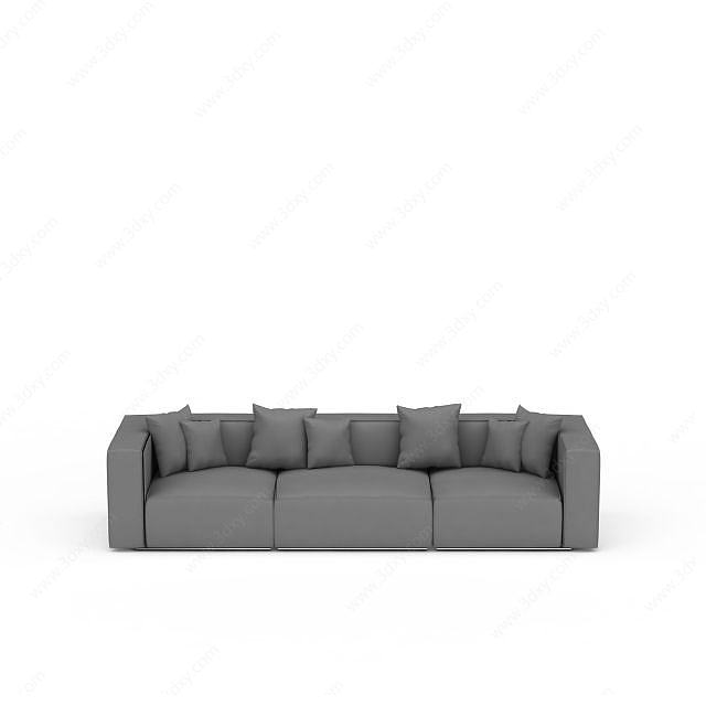 布艺灰色沙发3D模型