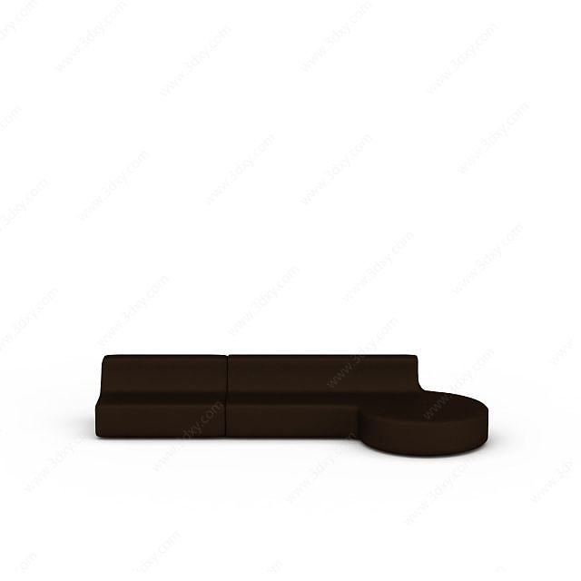 褐色异形沙发3D模型