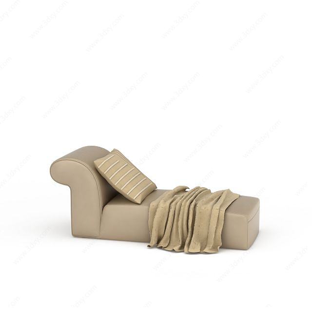 真皮米色沙发床3D模型