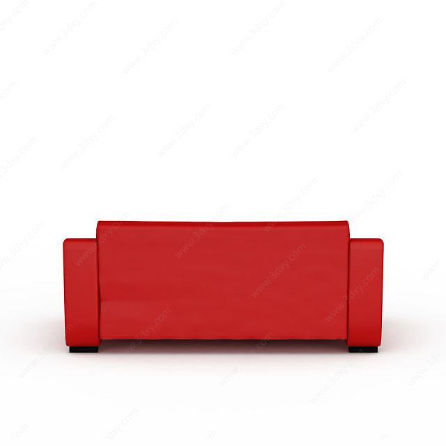 皮质红色沙发3D模型