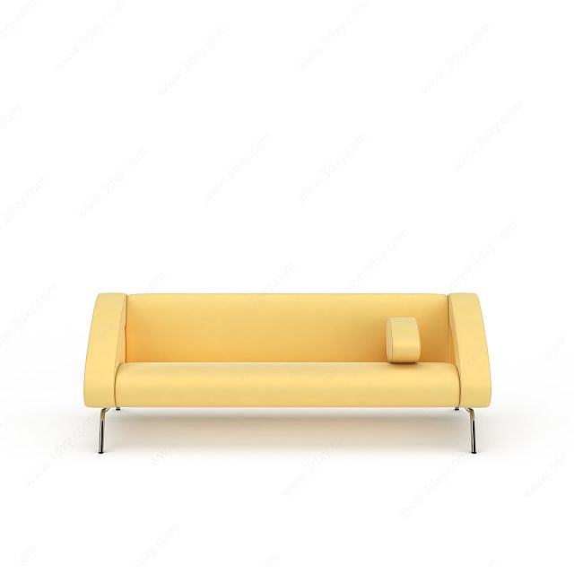 黄色皮质沙发3D模型