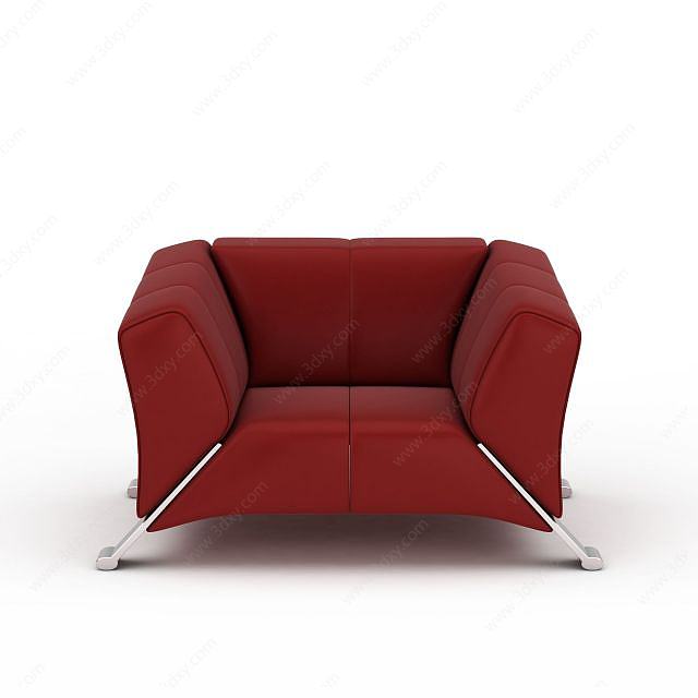 红色个性沙发3D模型