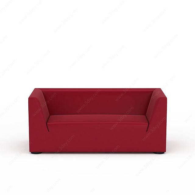 红色多人沙发3D模型