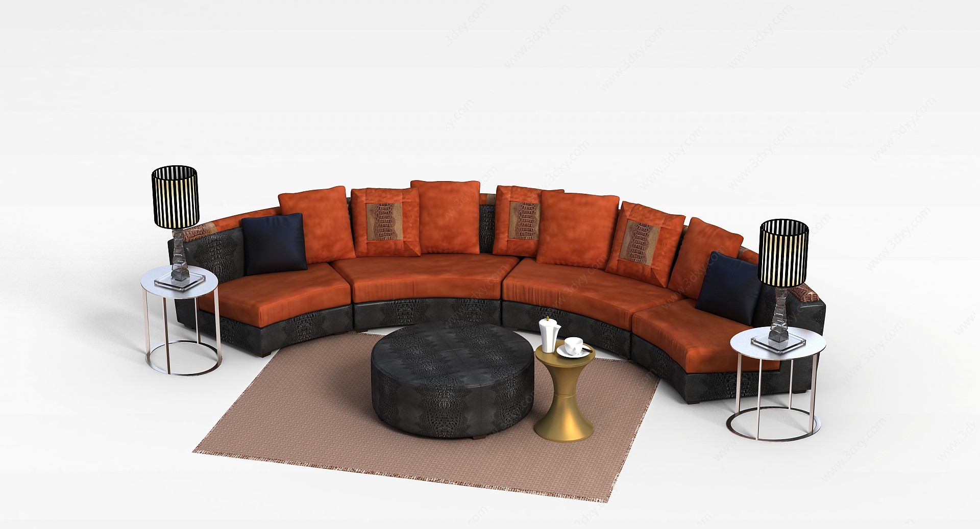 高档沙发茶几组合3D模型