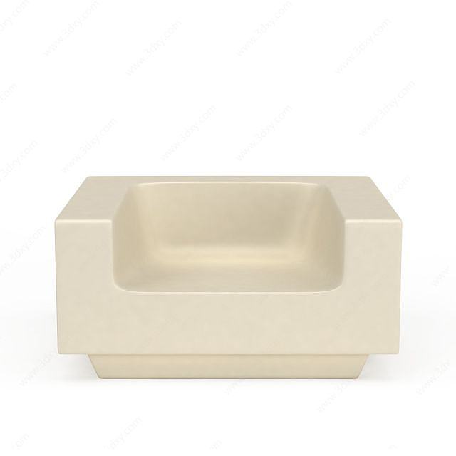 白色单体沙发3D模型