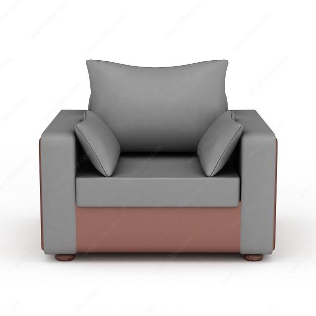 灰色单人沙发3D模型