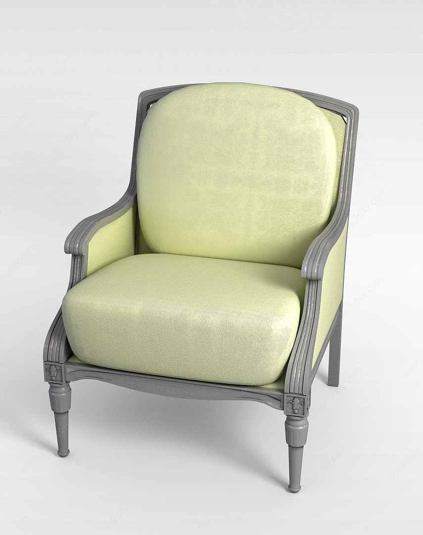 绿色布艺沙发3D模型
