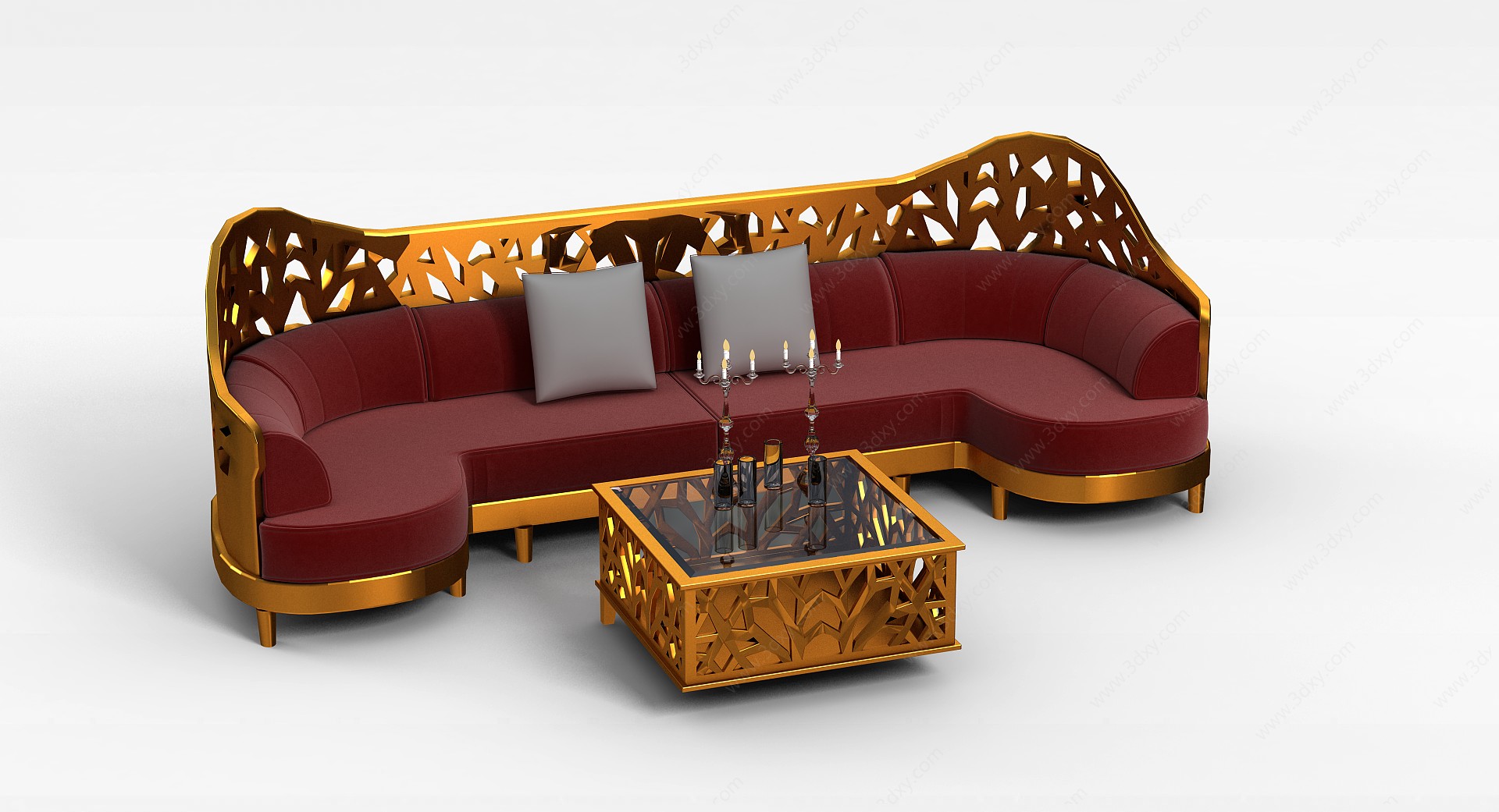 高档异形沙发组合3D模型