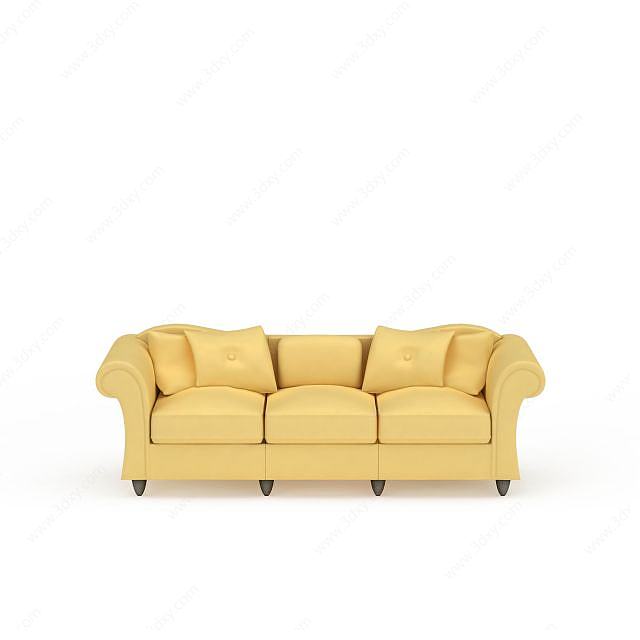 黄色多人沙发3D模型