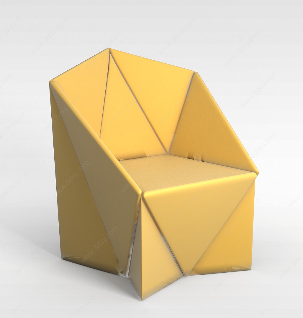 几何形黄色沙发3D模型