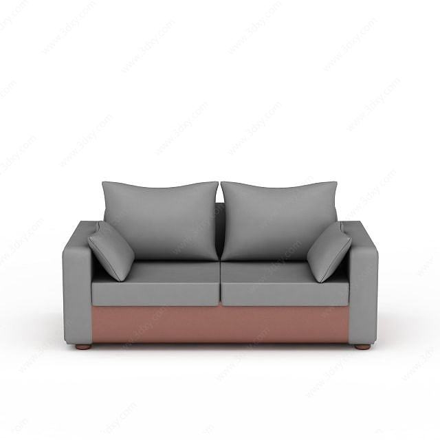双人灰色沙发3D模型