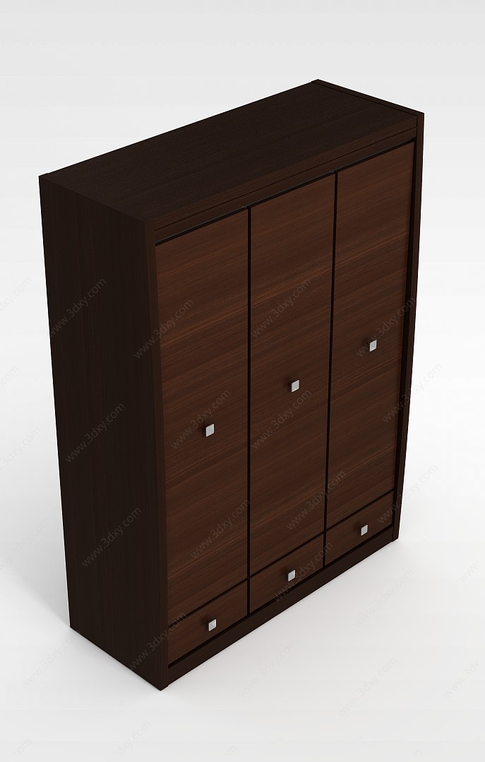 褐色整体衣柜3D模型