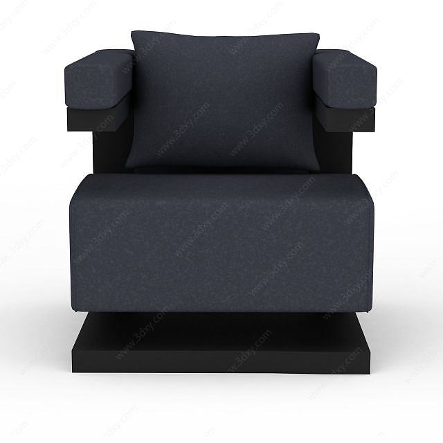 蓝色异形沙发3D模型
