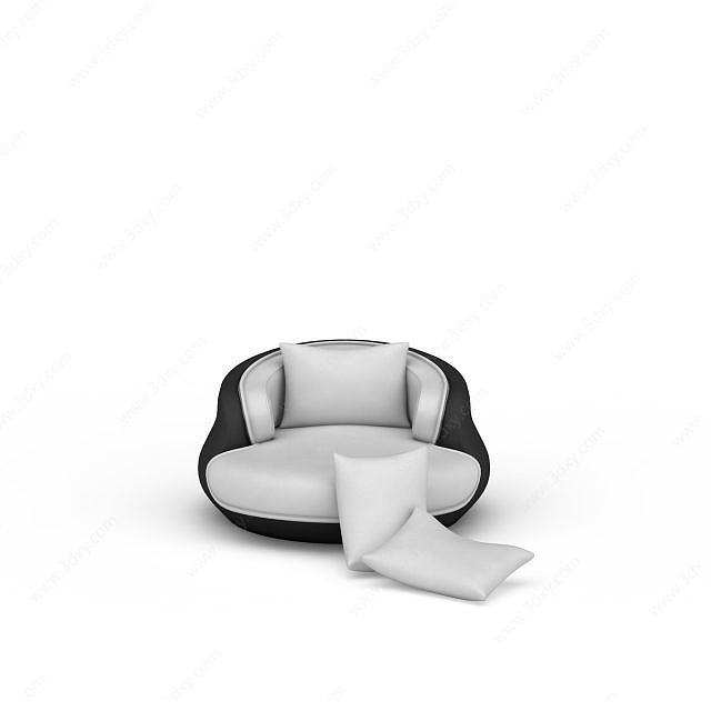 圆形白色沙发3D模型