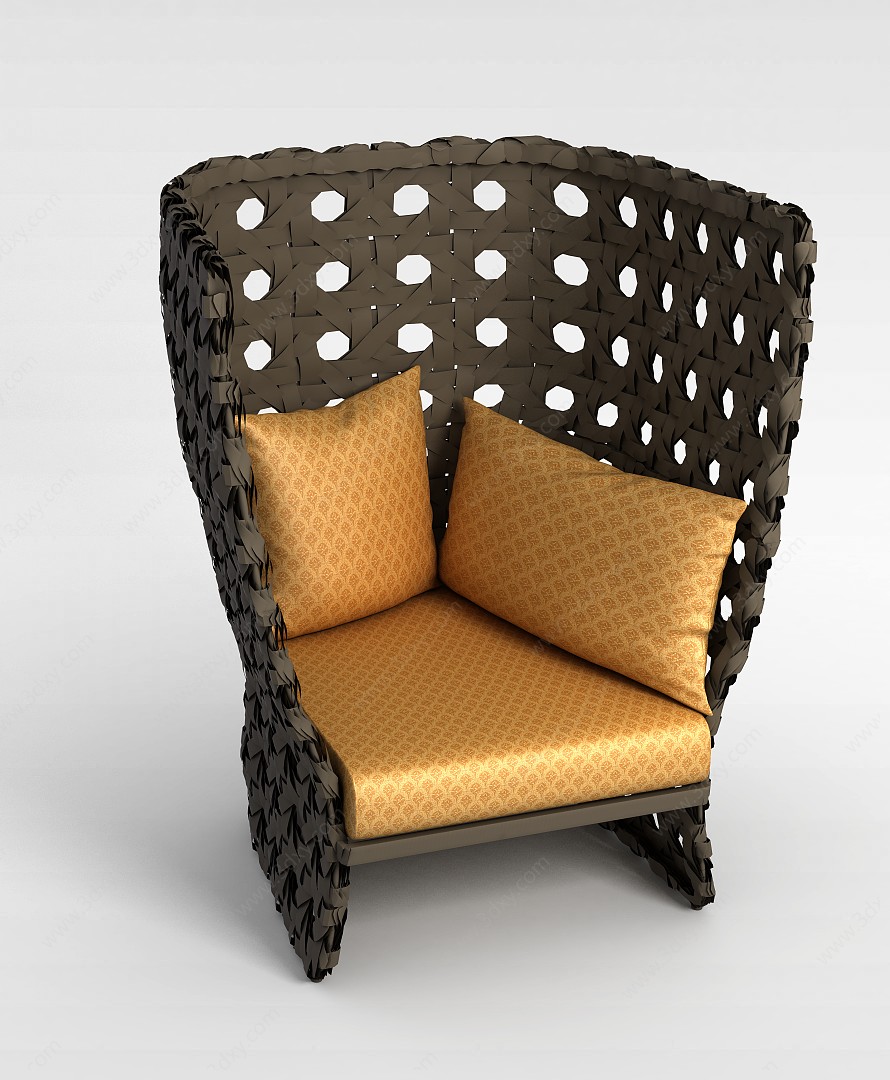 竹编沙发3D模型