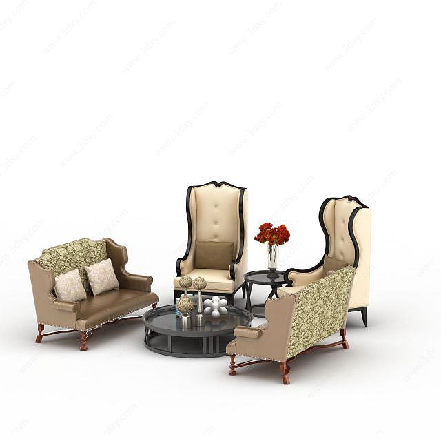 客厅欧式桌椅3D模型