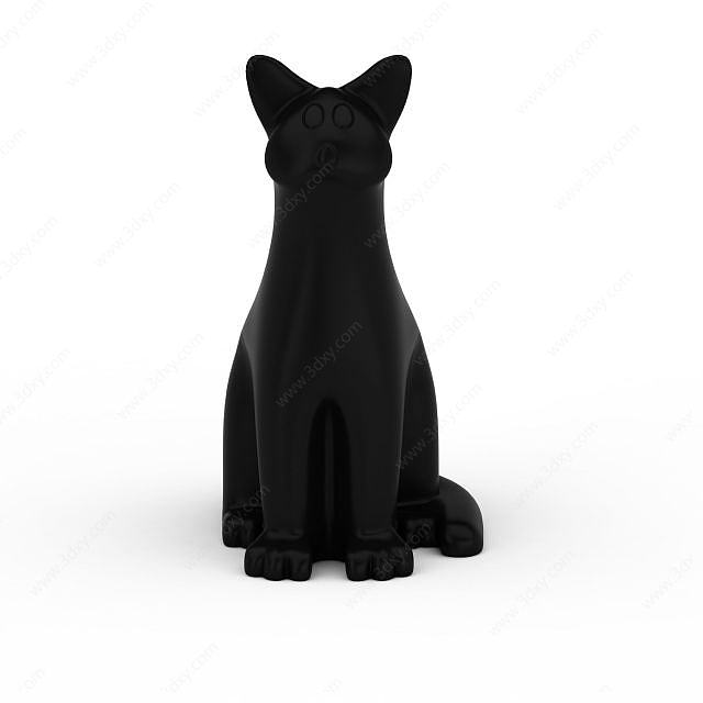 黑色可爱猫咪3D模型