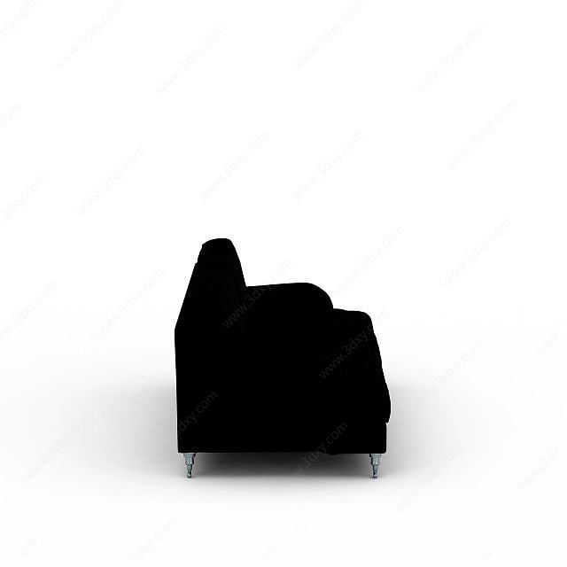 纯黑布艺沙发3D模型