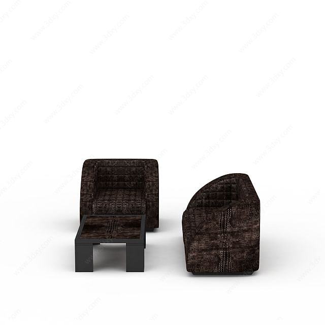 个性褐色沙发3D模型