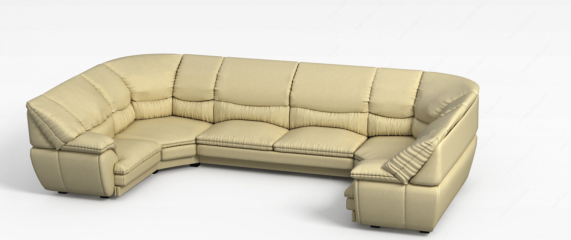 皮质U型沙发3D模型