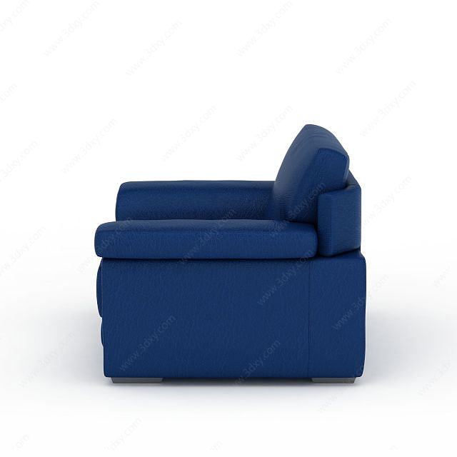 蓝色单体沙发3D模型